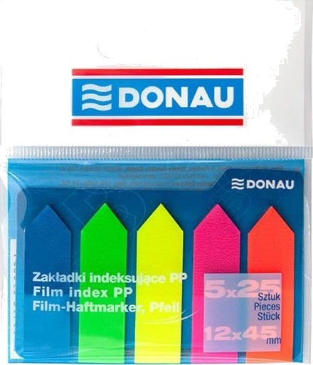 Donau Indeksfaner Pp Pil 12X45 Mm 5X25 Stk Miks Farger 7556001Pl 99