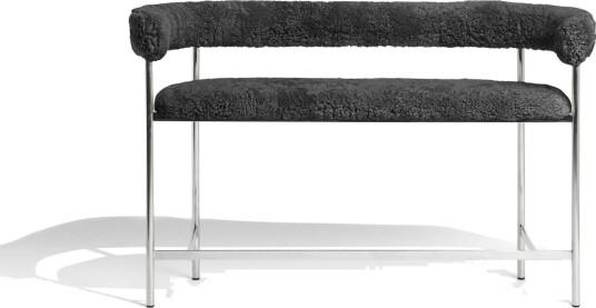 Møbel Copenhagen Font Bar Sofa 75 cm Saueull Grå/Polert Stålunderstell