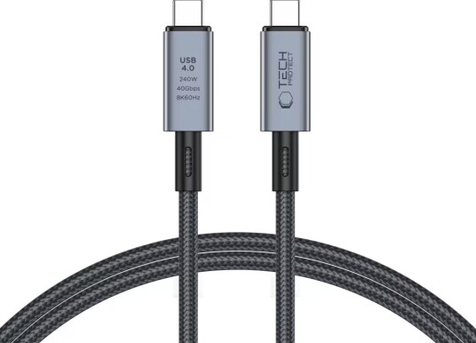 Tech Protect UltraBoost Max USB C 4.0 PD240W 8K 1m grå Tech Protect UltraBoost Max USB C 4.0 PD240W 8K 1m grå