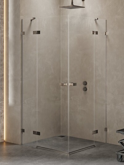 AVEXA Dusjhjørne | To svingdører og to sidevegger | Børstet Gunmetal Gunmetal Brushed 100x120x200