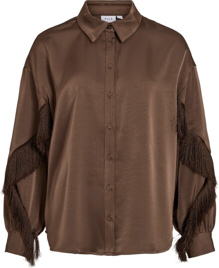 Vila Viralfine L/S Shirt Brown 36