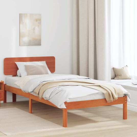  Sengestamme med hodegjerde Vokset Brun 75 x 190 cm Heltre furu