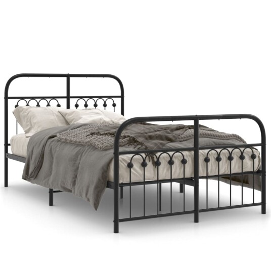  Sengeramme i metall med hode- og fotgavl svart 120x190 cm 8721102645044