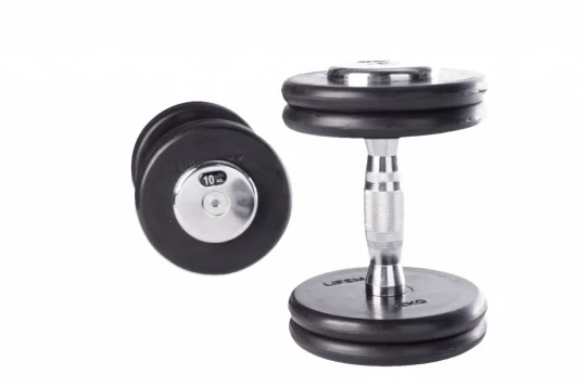 Lifemaxx Contoured Manual 24 kg - Stålstang med 145 mm grep, kontur og riflet overflate - Kompakt hode belagt med slitesterkt gummi.
