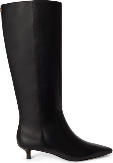 Lauren Ralph Lauren Francesca Calfskin Tall Boot Heel Black 36