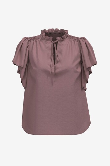 co’couture - Bluse HeraCC SS Frill - Brun