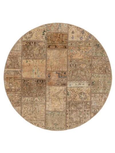 Håndknyttet. Opphav: Persia / Iran Patchwork Teppe Ø 150