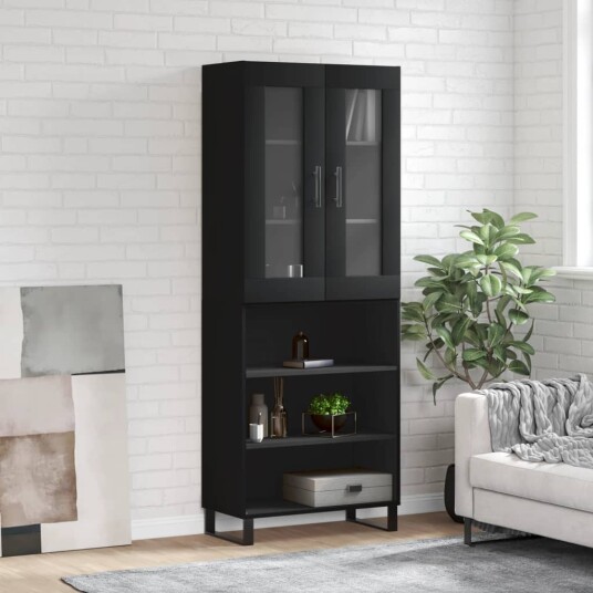 vidaXL Highboard svart 69,5x34x180 cm konstruert tre 8720845481681