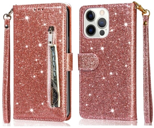 Trolsk Lommebokdeksel Glitter (iPhone 16 Pro Max) Roségull