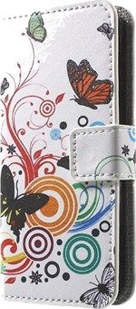 iPhone 5 / 5S / SE Lommebok Etui - Sommerfugler / Sirkler