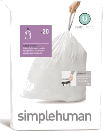 Spesialtilpassede poser, 55–80 l, kode U, 20 stk., hvite white 93.9 x 67.3 cm Spesialtilpassede poser, 55–80 l, kode U, 20 stk., hvite white 93.9 x 67.3 cm