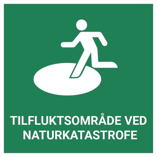 Tilfluktsområde ved naturkatastrofe – ISO 7010 Tilfluktsområde ved naturkatastrofe – ISO 7010