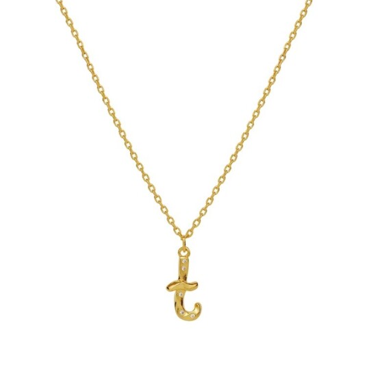 Alphabet Necklace T Forgylt Sølv Sterling 925 40 42.5 45 cm Alphabet Necklace T Forgylt Sølv Sterling 925 40 42.5 45 cm