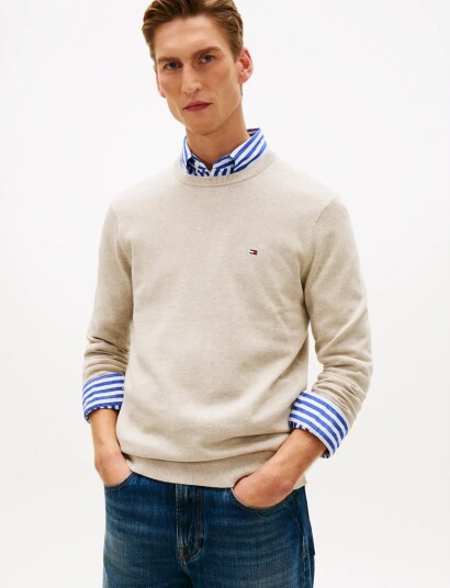Tommy Hilfiger Essential Ssnl Cotton Crew Neck Beige S Tommy Hilfiger Essential Ssnl Cotton Crew Neck Beige S