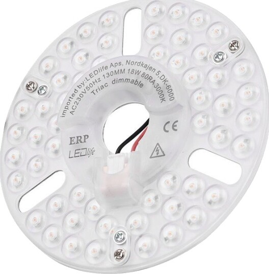 Ledlife 13cm / 18W dimbar LED innsats med linser Flimmerfri erstatter G24 sirkelrør og kompaktrør Dimbar : Dimbar Kulør : Varm