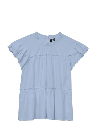 Vero Moda Vmisolde Sl O Neck Frill Top Wvn Exp Sb2   Blue   S
