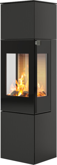 Rais Nexo 160 svart vedovn med sideglass og glassdør Rais Nexo 160 svart vedovn med sideglass og glassdør