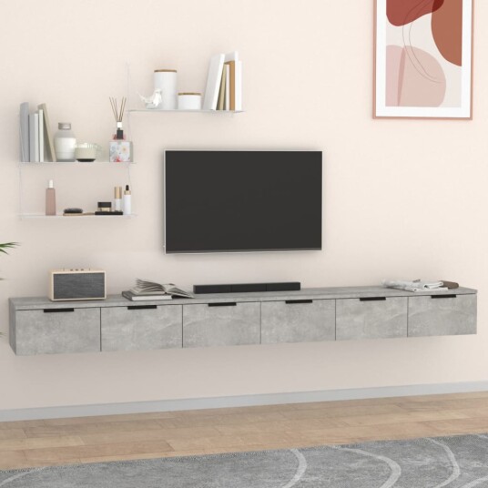 vidaXL Veggskap 2 stk betonggr? 102x30x20 cm konstruert tre