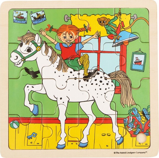 ASTRID LINDGREN Puslespill 16 Pcs Pippi Langstrømpe Square Horse