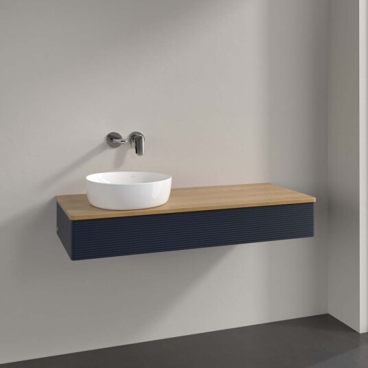Villeroy & Boch  Antao Servantskap med 1 skuff 120x50x19 cm u/lys Blå Matt/Eik