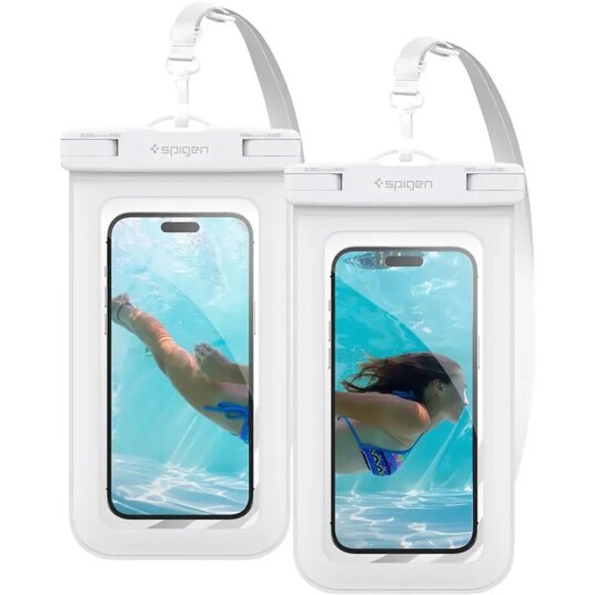 Spigen A601 Universell Vanntett Deksel - 2 Pack - Hvit / Gjennomsiktig (Maks. Mobil: 167 x 90 mm)