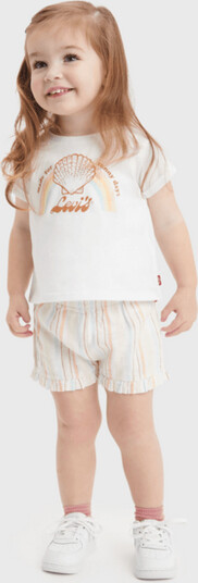 Levis Shorts Sett Sugar Bright White Regnbue (74 / 9 mnd)