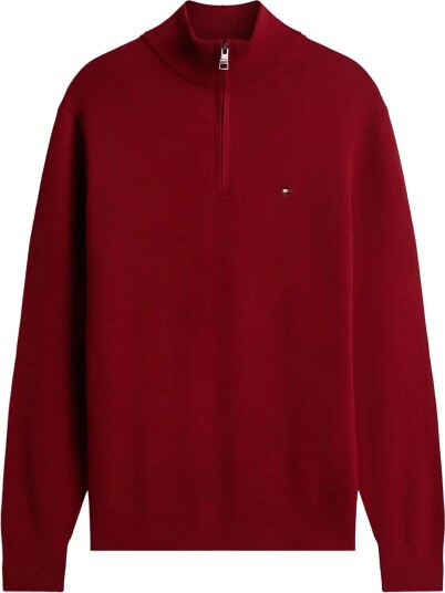 Tommy Hilfiger Pima Org Ctn Cashmere Zip Mock Red M