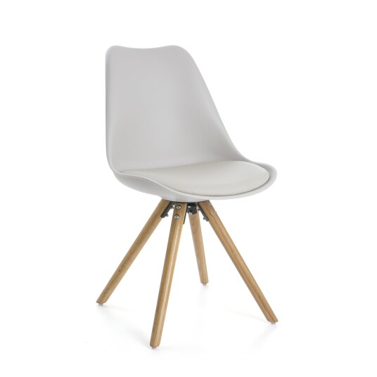 Stol beige PU pute eikebein Stol beige PU pute eikebein