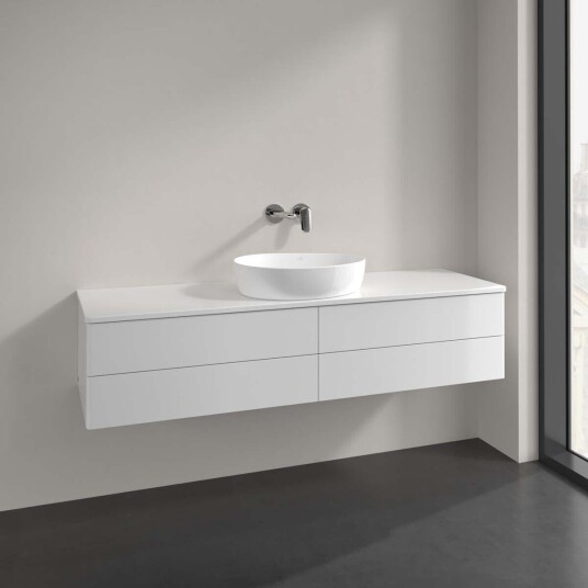 Villeroy & Boch Antao Servantskap med 4 skuffer 160x50x36 cm u/lys Hvit Høyglans Villeroy & Boch Antao Servantskap med 4 skuffer 160x50x36 cm u/lys Hvit Høyglans