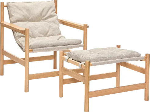 Hübsch Heritage Lenestol med Fotskammel Beige