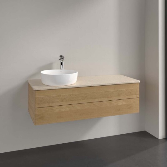 Villeroy & Boch Antao Servantskap med 2 skuffer 120x50x36 cm m/lys Eik/Crème Villeroy & Boch Antao Servantskap med 2 skuffer 120x50x36 cm m/lys Eik/Crème