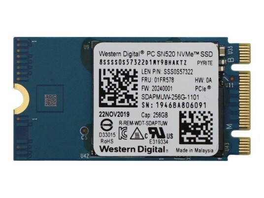 Lenovo WD PC SN520 - SSD - 256 GB - PCIe 3.0 x2 (NVMe) - FRU Lenovo WD PC SN520 - SSD - 256 GB - PCIe 3.0 x2 (NVMe) - FRU
