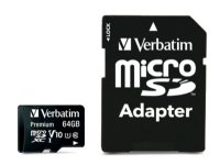 Verbatim Premium - Flashminnekort (SD-adapter inkludert) - 64 GB - Klasse 10 - microSDXC UHS-I