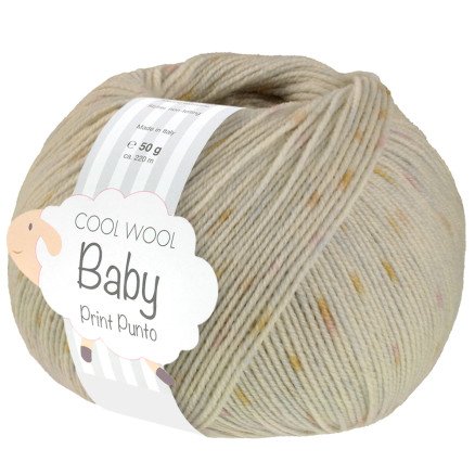 Lana Grossa Cool Wool baby Garn Print 373 Beige/Gul/Blå/Lilla