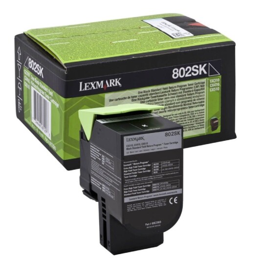 Lexmark 802SK BK Toner - 80C2SK0 Original - Svart 2500 sider Lexmark 802SK BK Toner - 80C2SK0 Original - Svart 2500 sider