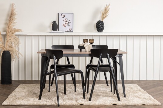 Venture Home Tempe Matgruppe 140 cm Rektangulær med 4 Ursholmen stoler Sort