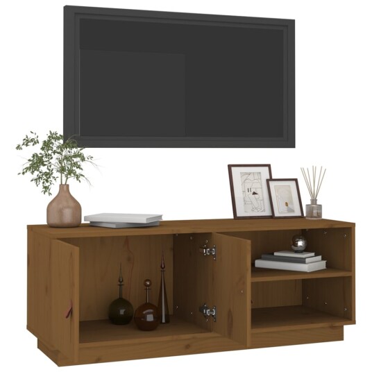 vidaXL TV-benk honningbrun 105x34x40 cm heltre furu