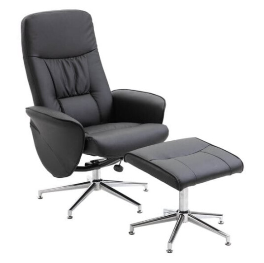 Venture Home Møbel24 Rolf Lenestol Recliner Med Fotskammel Pu Kunstskinn Svart. 1572327-01-0 1574919-01-0