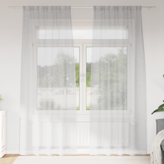 Gardiner med gardiner 2 pcs Lysegrå Polyester Gardiner med gardiner 2 pcs Lysegrå Polyester