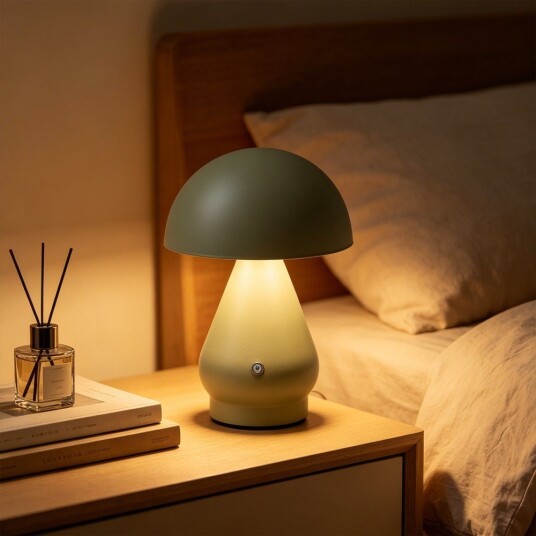 Oppladbar LED bordlampe Grønn Ø15cm 22cm høy touch dimbar 3i1 IP20 innendørs Dimbar : Dimmer innebygd Kulør : CCT Varm til Kald Hvit