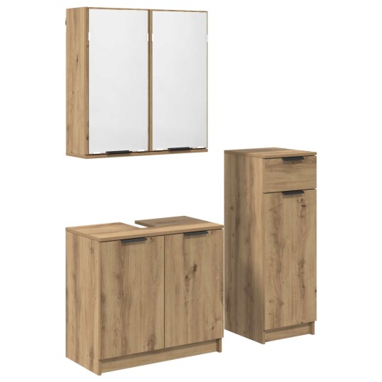 Baderomsinnredningssett 3 pcs Artisan Eik Konstruert tre