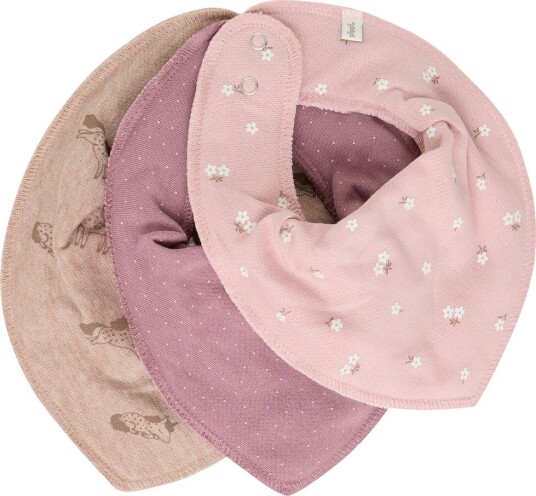 Pippi Bandana Bib Girl -Aop 3-Pack ELDERBERRY One Size