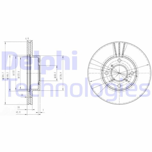 Bremseskive DELPHI BG3341 Bremseskive DELPHI BG3341