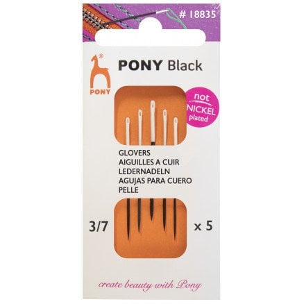 Pony Black Leather Needles størrelse 3 7 5 stk