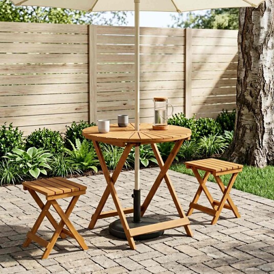vidaXL Sammenleggbart hagebord Naturlig Ø70 x 75 cm Solid akasietre