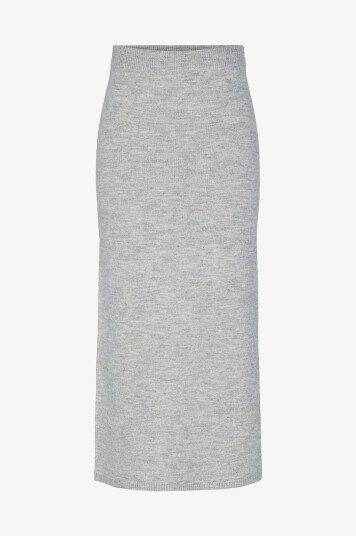 pieces - Skjørt pcMikela MW Ankle Slit Knit Skirt M - Grå