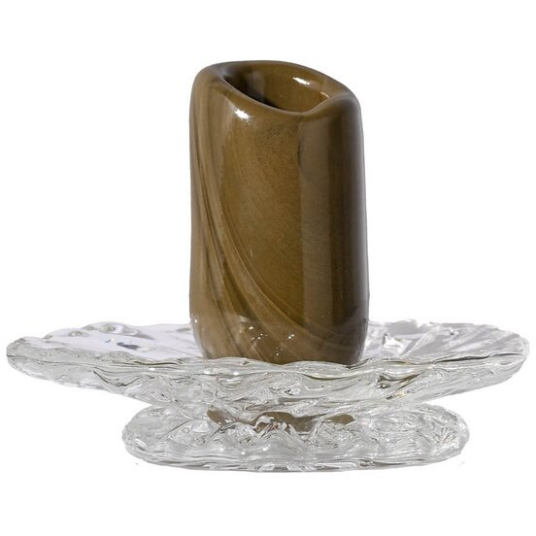 Byon Lara Lysestake 9 cm Munnblåst Glass Grønn/Klar