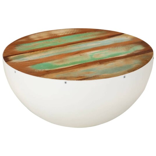 Bolleformet salongbord hvit Ø50x24 cm gjenvunnet heltre 352020
