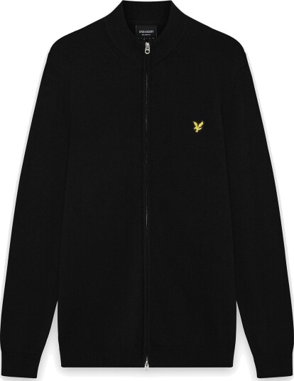 Lyle & Scott Relaxed Cotton Merino Full Zip Jumper Black L