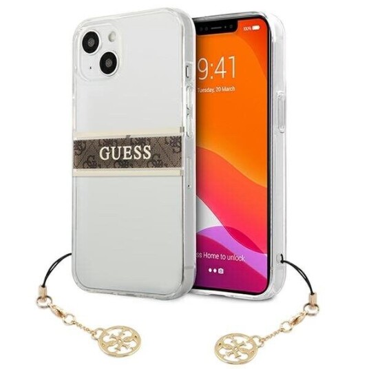Guess Guhcp13skb4gbr Iphone 13 Mini 5,4" Transparent Hardcase 4G Brown Strap Charm